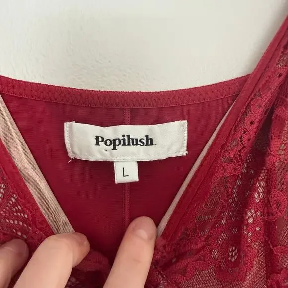 Popilush NWT Lace Bodice Midi Dress Shapewear Lingerie Size Large - Picture 6 of 12